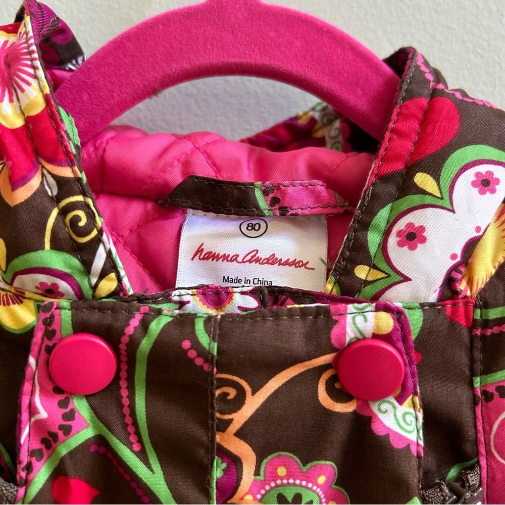 Hanna Andersson Brown Floral Paisley Hooded Baby Jacket